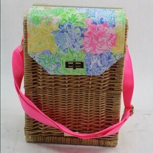 New Lilly Pulitzer Wicker Wine  Basket